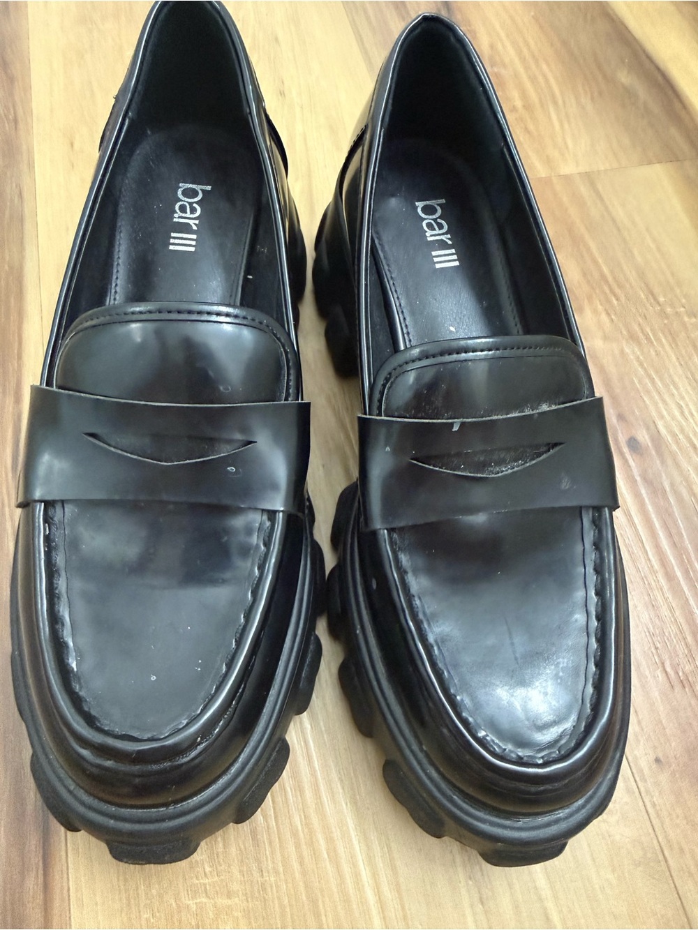 Bar III Black women’s Chunky Penny Loafers with Rugged Sole